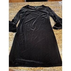 Laundry by Shelli Segal‎ Black Velvet Bell Sleeve Dress Size XS Witchy
